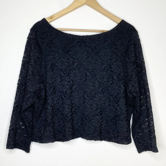 Lane Bryant Black Lace 3/4 Sleeve Crop Top Plus 22/24 Party Evening Date Night - Picture 4 of 10